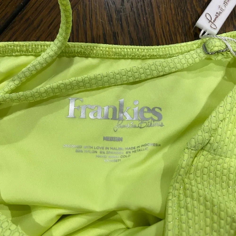 FRANKIES BIKINIS Solstice Cut-Out One Piece Swim - Sundance NWT yellow Neon